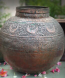 Brass pot with flower design- athepoo